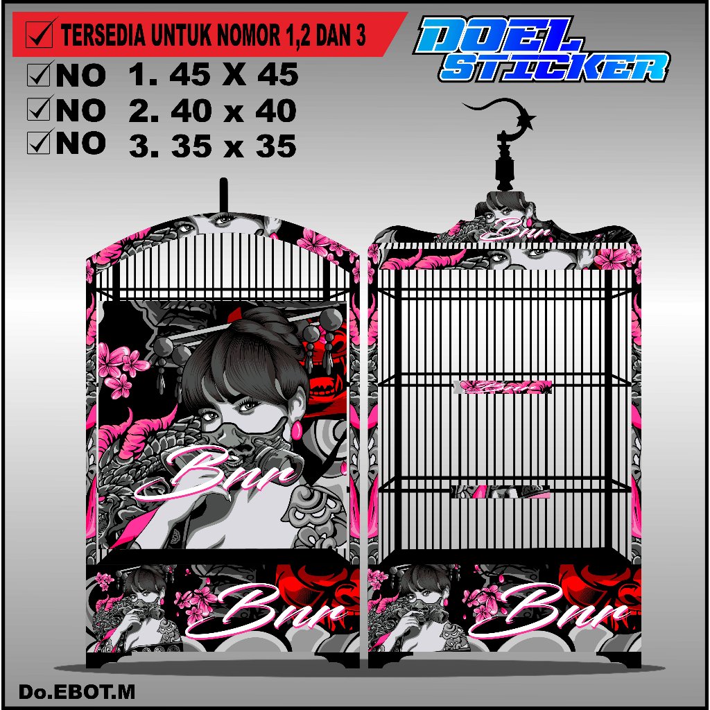 Stiker Decal Sangkar Burung - Sticker Dekal Kandang Ebod Kotak BnR Kosan Doel Lovebird