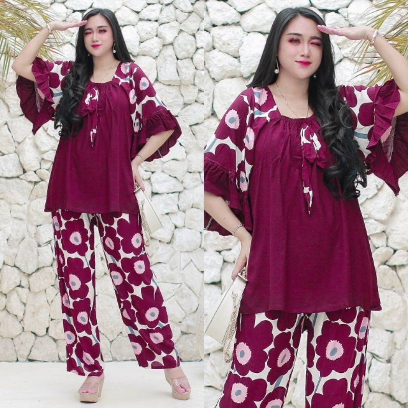 Setelan Lalisa Rayon JUMBO Ld 115-120 Murah Polos Busui Friendly / One Set Lengan pendek jumbo / One