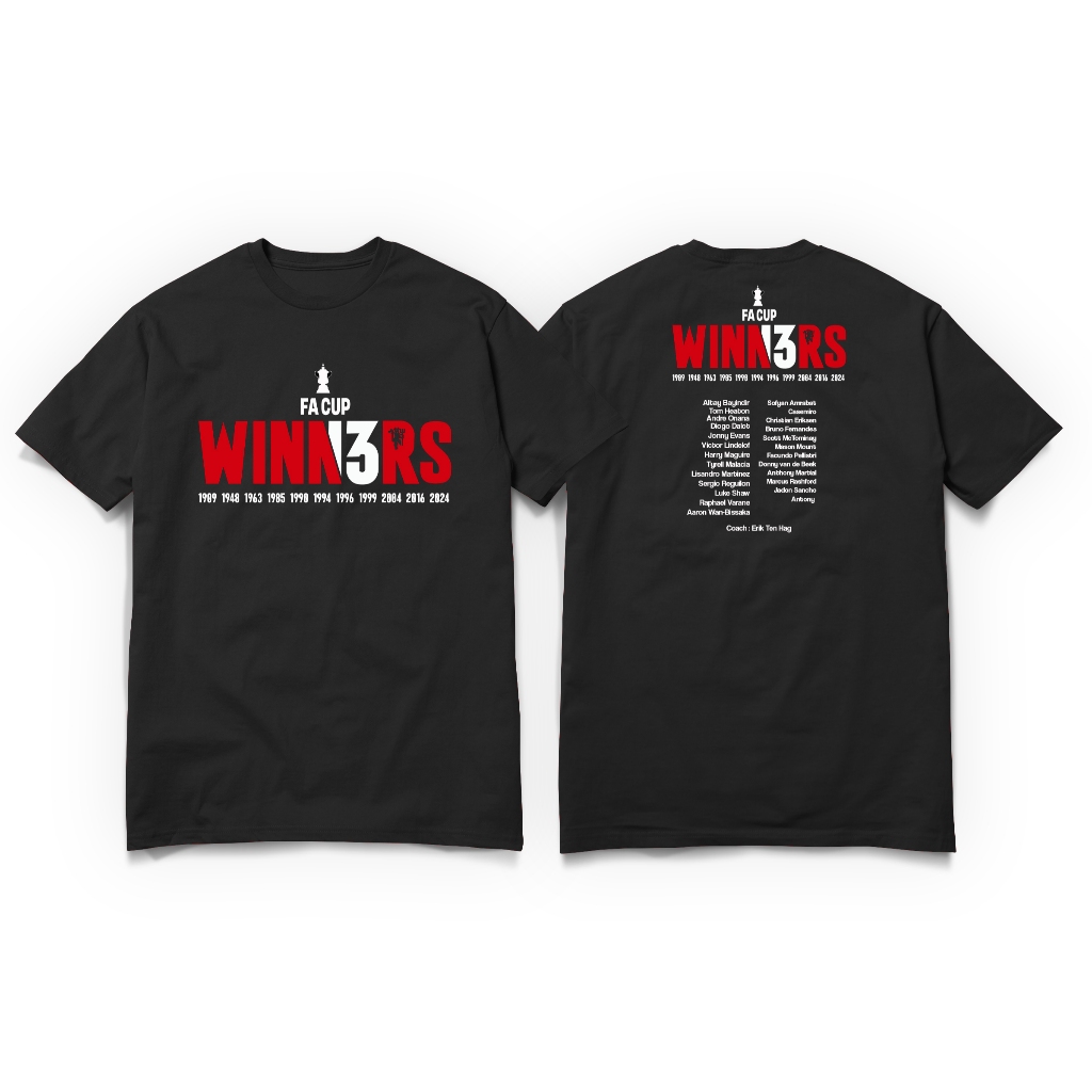 Kaos Tshirt Baju Man United MUFC MANUTD Red Devils MU Edisi WInners FA Cup 13 Player Squad