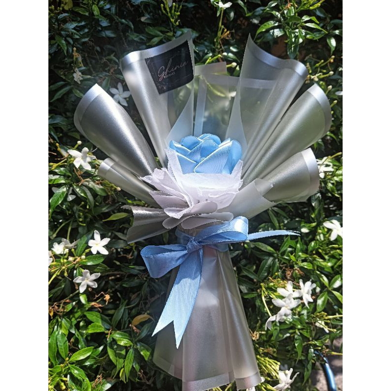 Buket Mawar Satin 1 Tangkai | Buket Bunga Mini | Buket Bunga Mini
