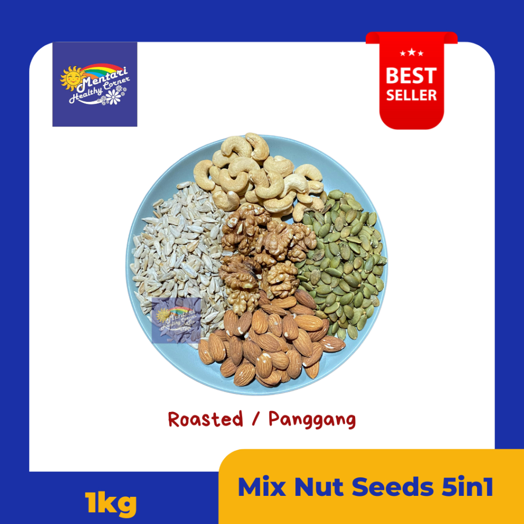 

Roasted Mix Nut Seed 5in1 - 1kg / Panggang Kacang dan Biji 5in1 - 1kg