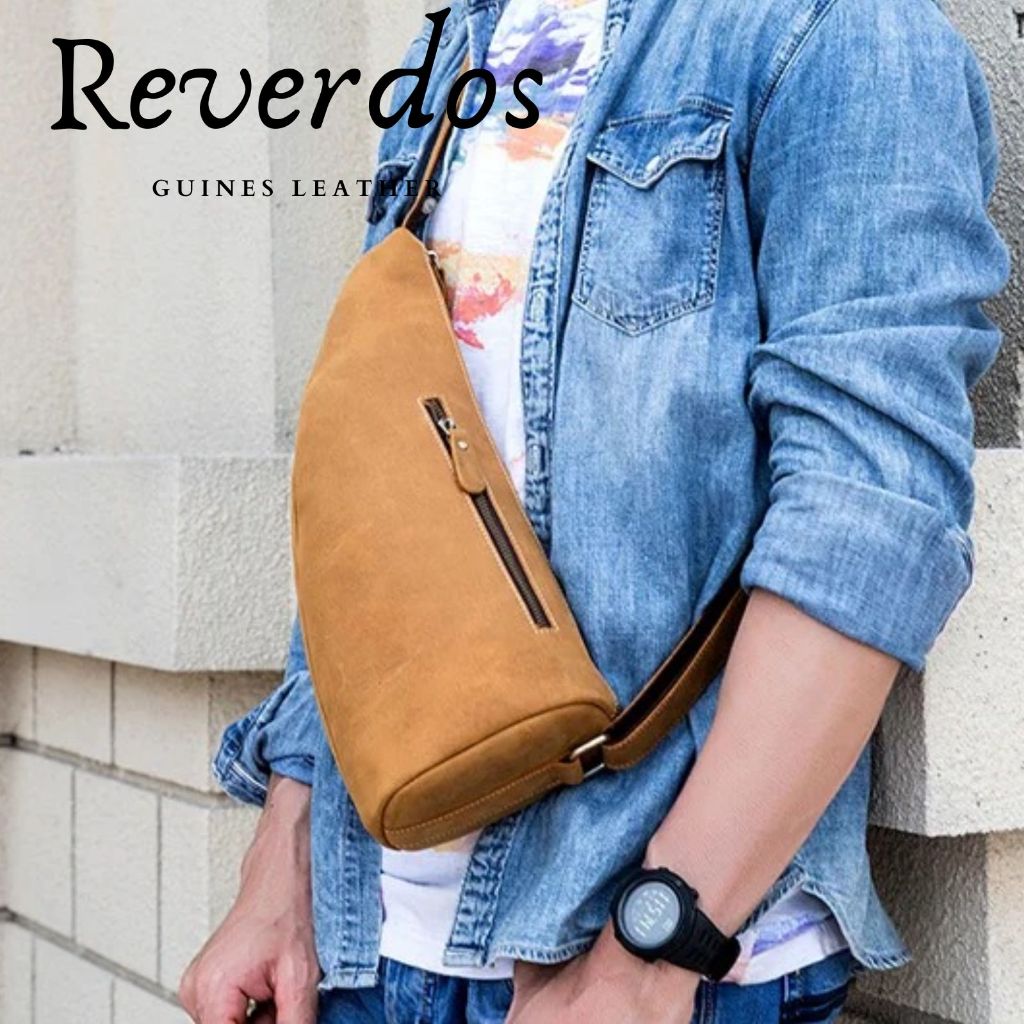 Tas Dada Pria - Tas Selempang Dada Pria Unik Kulit Asli Crazy Horse