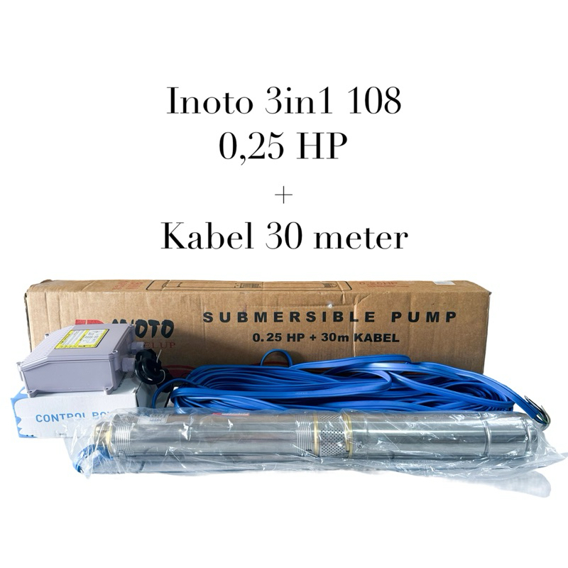 INOTO 3in 108 0,25Hp + Kabel 30 meter / Pompa Air Submersible / 75QJD 108