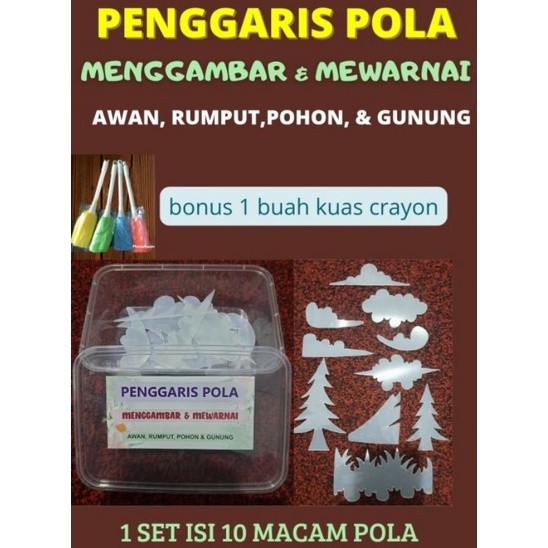 

KODE Q73F Penggaris Pola Awan Rumput PohonGunung 1 Set Isi 1 Pola Tebal 2 mm Bonus Kuas Crayon