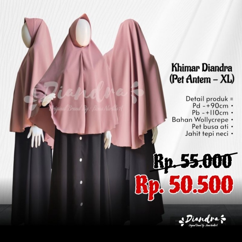 KODE O84K Diandra HijabJilbab Wollycrepe Syari XL Kerudung Wollycrepe Khimar Jumbo Syari Pet Antem D