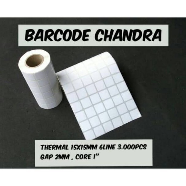 

Direct Thermal 15x15mm 6Line 3pcs Gap 2mm Core 1 Inchi Label stiker barcode