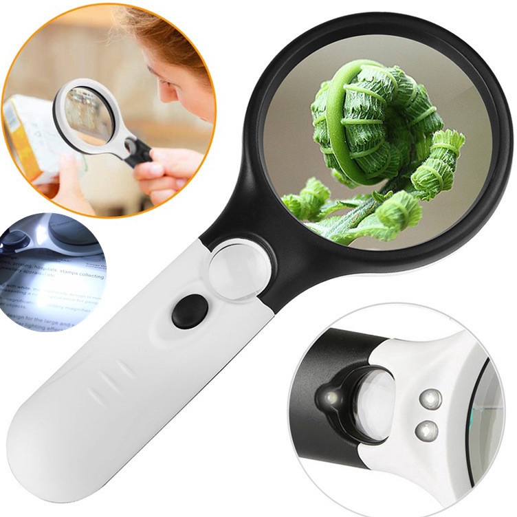 

KODE R2O 2in1 Magnifier Gelas Kaca Pembesar Dengan Lampu 3 LED Loop Magnifying Untuk Membaca dan Perhiasan