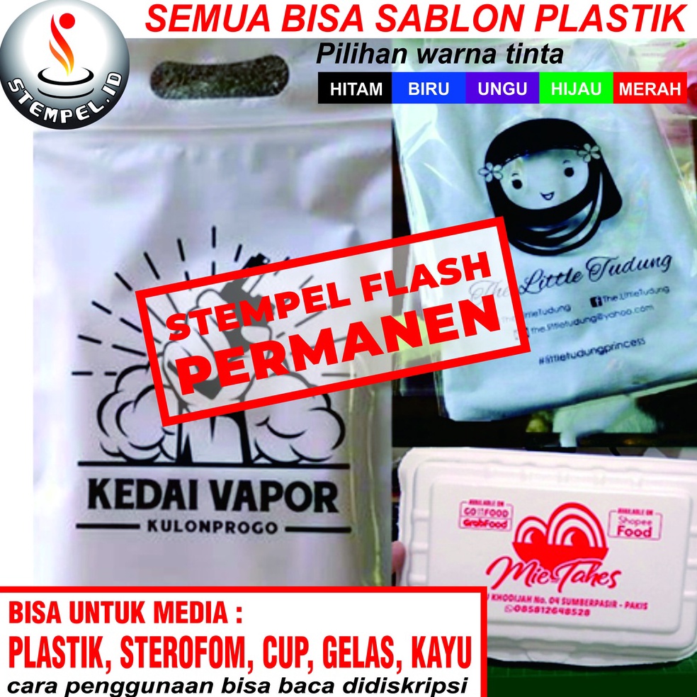 

KODE V48A Stempel Custom Stempel Plastik Sterofoam Mika Free Tinta Permanent Waterproff