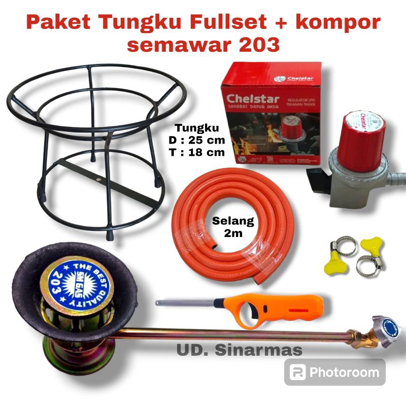Kompor Semawar Tungku Fullset dengan Regulator Tekanan Tinggi