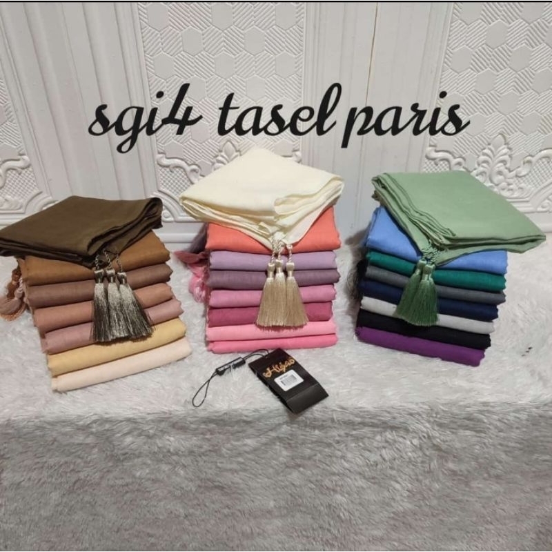 hijab segi empat paris tasel permium/jilbab paris jadul tasel/hijap segi empat tasel pom pom/kerudun
