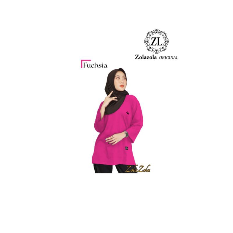 Kaos Wanita Oversize Semi Tunik Polos Kekinian/ Baju Lengan 7/8 Viral Terbaru