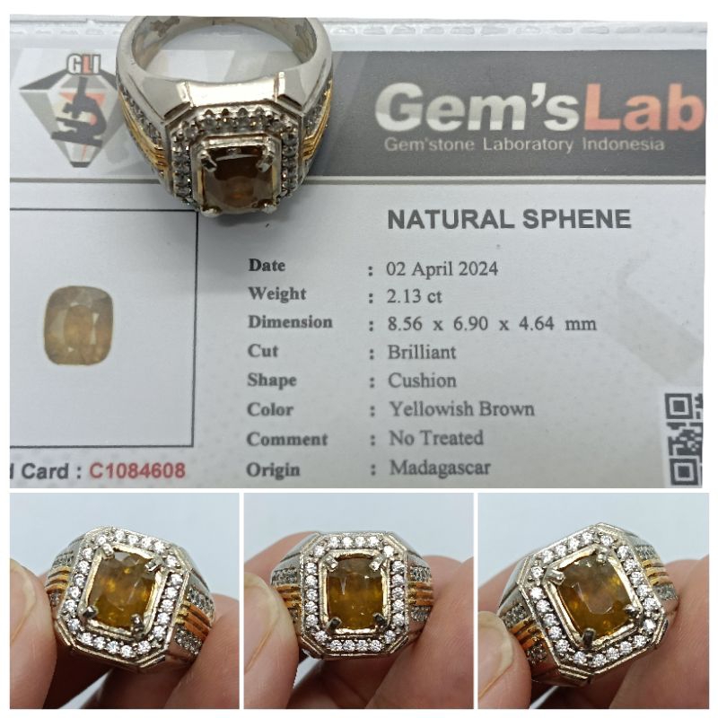 Natural Sphene Madagaskar 2,1 ct Top Kristal memo GLI