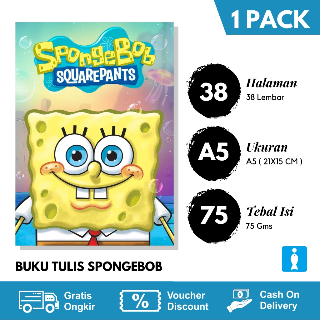 

BUKU TULIS SEKOLAH 38 LEMBAR / BUKU TULIS SPONGEBOB ISI 5 BUKU TULIS