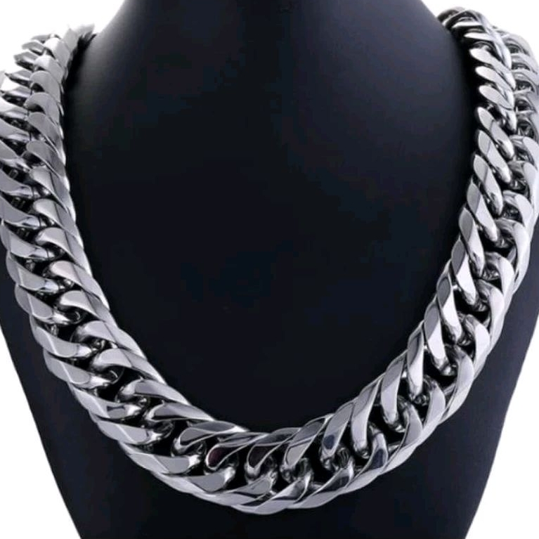 Kalung Titanium Silver Rantai Besar / Kalung Pria jumbo anti karat selamanya