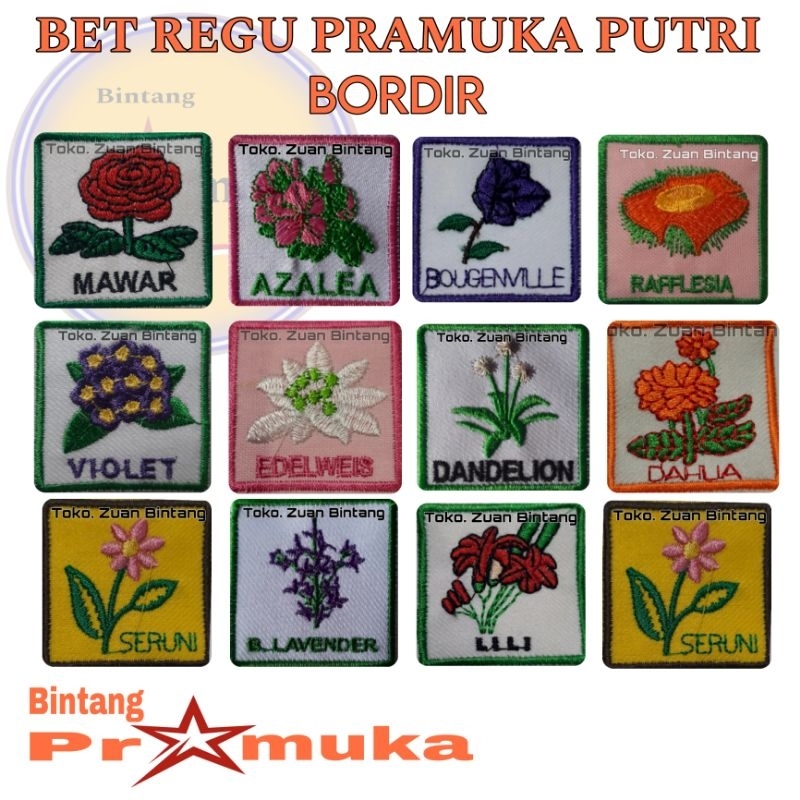 BET REGU PRAMUKA PUTRI BORDIR/ BET REGU PRAMUKA BUNGA