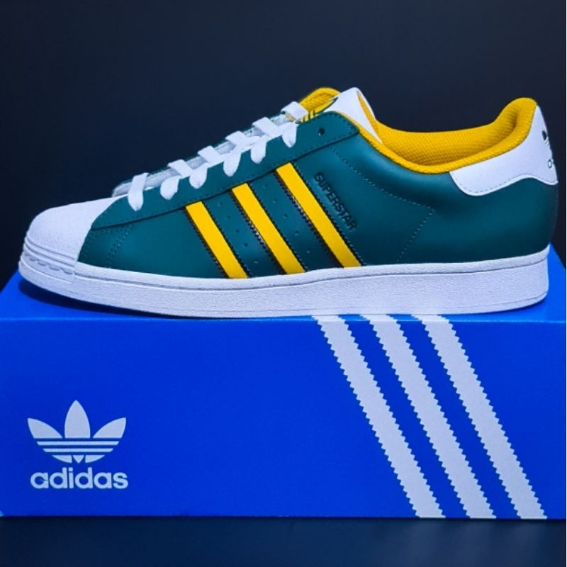 ADIDAS Superstar Hijau Strip Kuning - Size:47, Insole:305, Made in Indonesia (New & ORI)