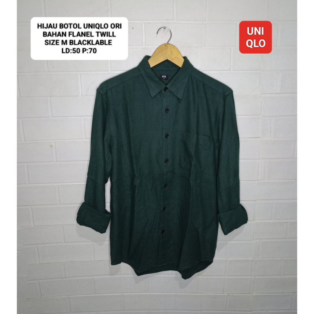 KEMEJA FLANEL HIJAU BOTOL UNIQLO ORI SIZE M