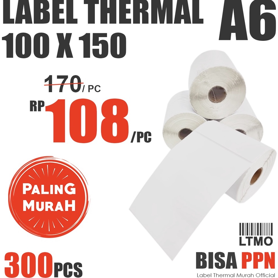

Label Barcode MURAH 1 x 15 A6 kes stiker thermal 3 pcs