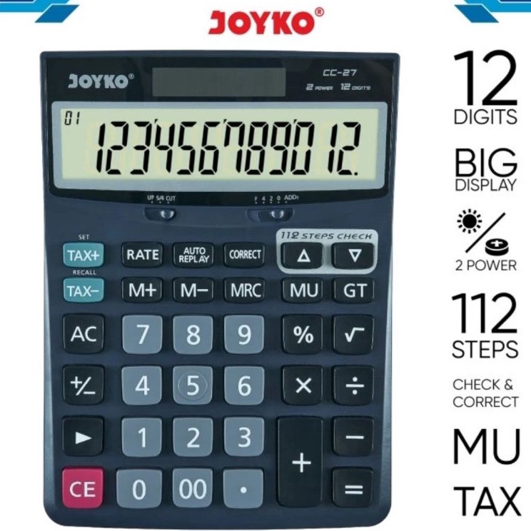 

Kirim Langsung Kalkulator JOYKO CC 27 12 Digit Calculator Big Display CC27 Anti Slip