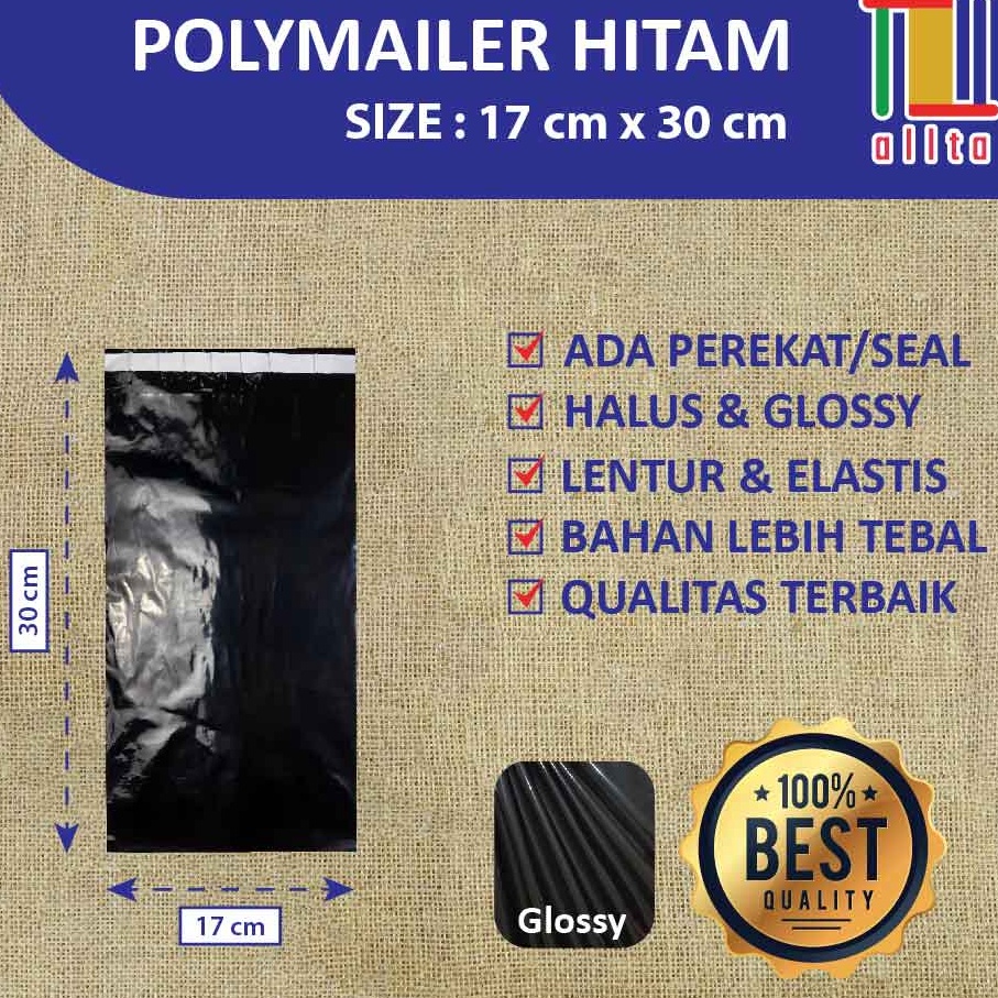 

Pasti Murah PLASTIK PACKING OLSHOP PE POLYMAILER kantong kemasan amplop plastik 17X3 HITAM GLOSSY mewah