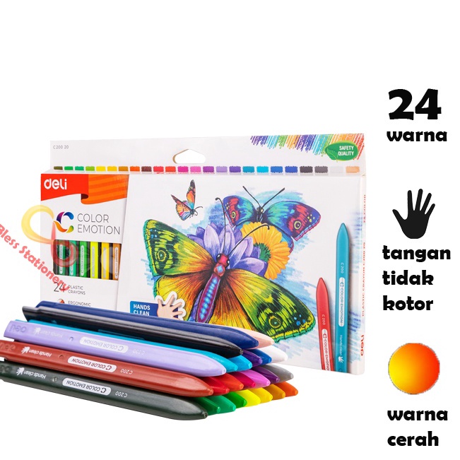 

Deli krayon plastik 24 warna anak sekolah plastic crayon EC22