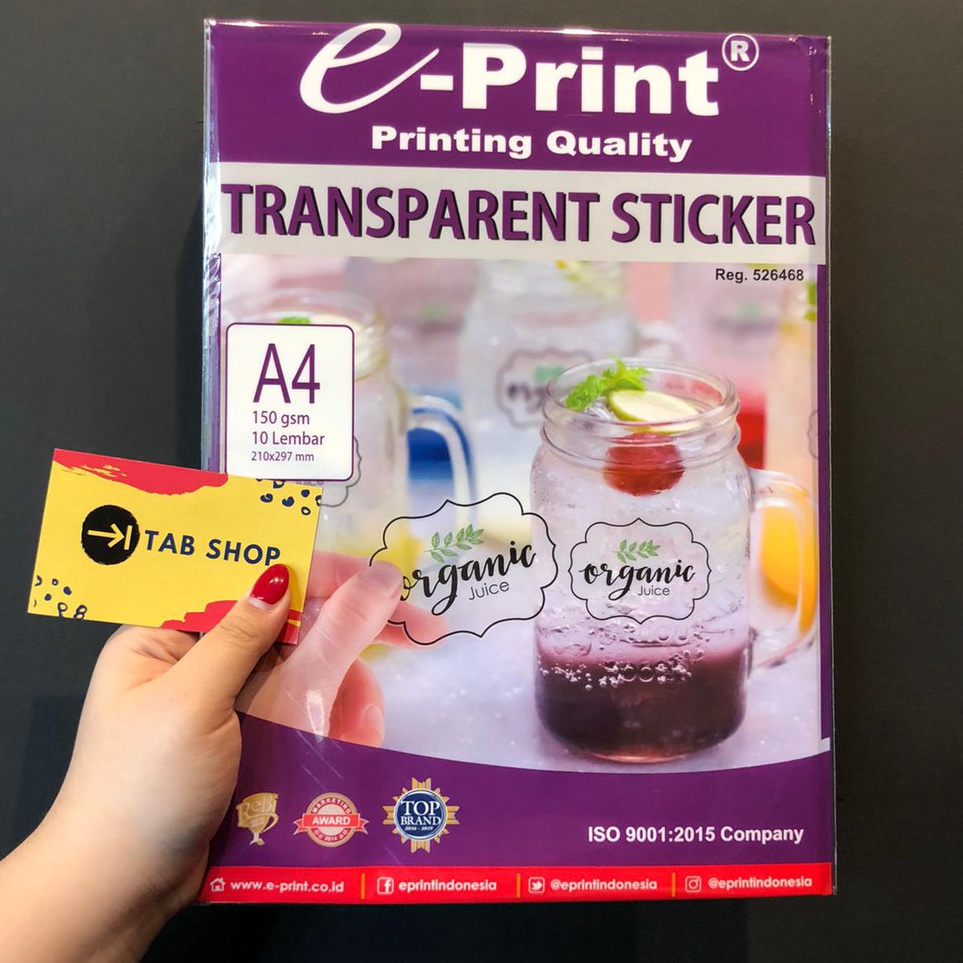 

Praktis TAB SHOP EPRINT KES STIKER TRANSPARAN A4 15 GSM EPRINT TRANSPARENT STICKER A4 15 GSM 1 LEMBAR