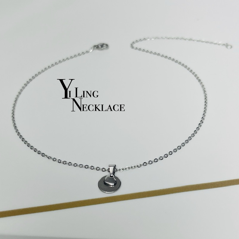 YiLing || •Anti Karat• Kalung Stainless Silver - Dainty Necklace • Round Love• Kalung Stainless - Ka