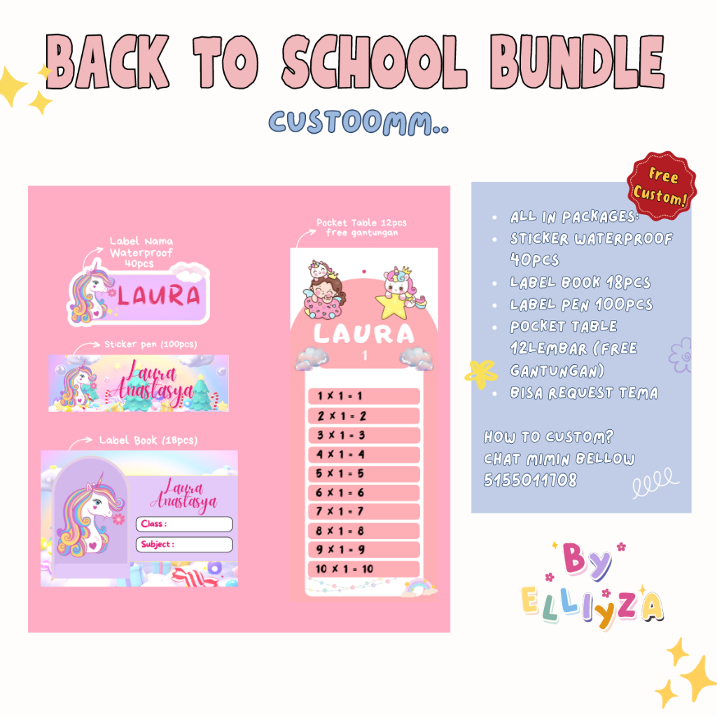 

Back To School Bundle | Label Buku Nama | Sticker Nama Waterproof | Sticker Alat Tulis | Pocket Book SD SMP
