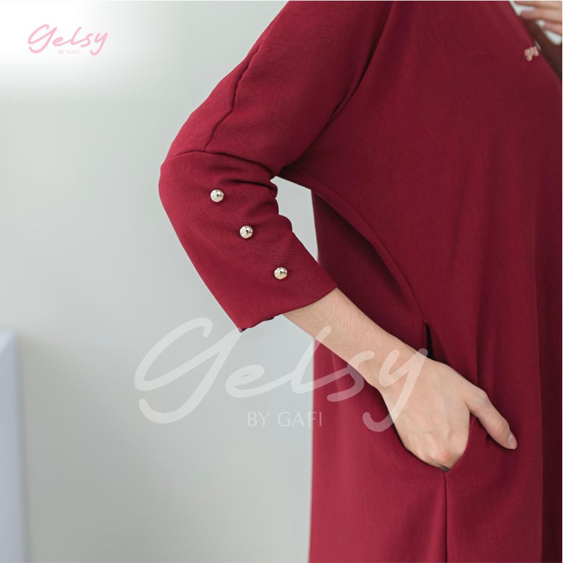 Gelsy ID - Dress Batwing Crinkle Gamis Terbaru Kaleela Series