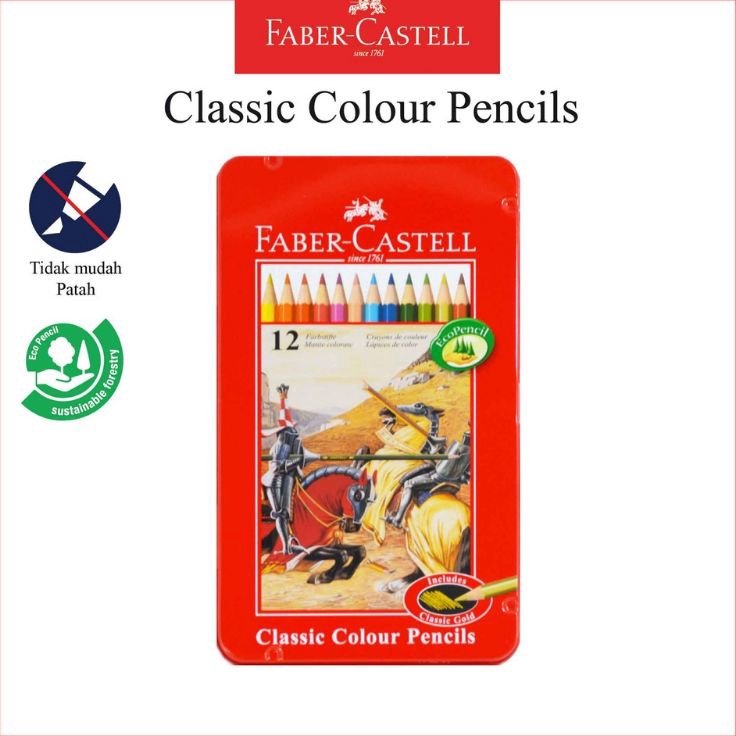 

Classic colour pencils tin case 12 warna pensil warna 12 kaleng kotak faber castell