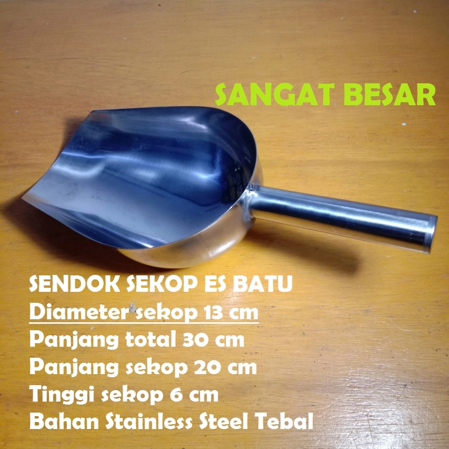 Sendok Skop Es Batu Stainless Tebal Diameter 13 cm / Sekop Es /Sekop Tepung /Sekop Beras Stainless B