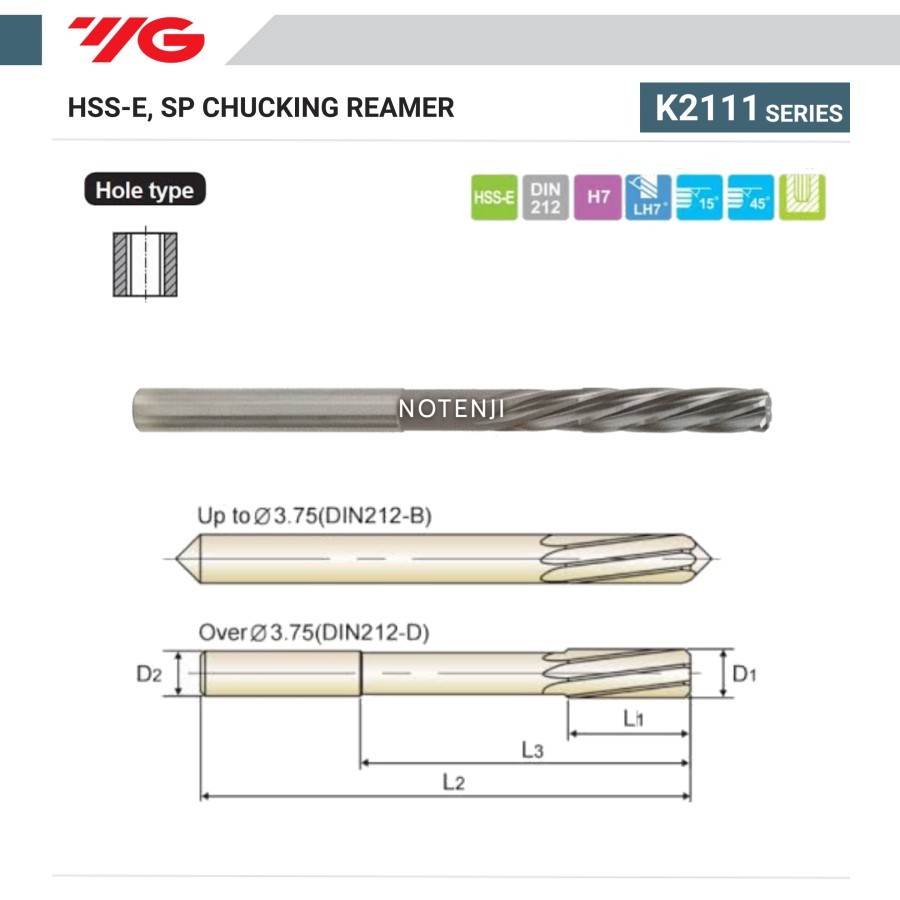 Chucking Reamer 2.5mm Spiral Rimer Pembuat Lubang Presisi 2.5 Mm