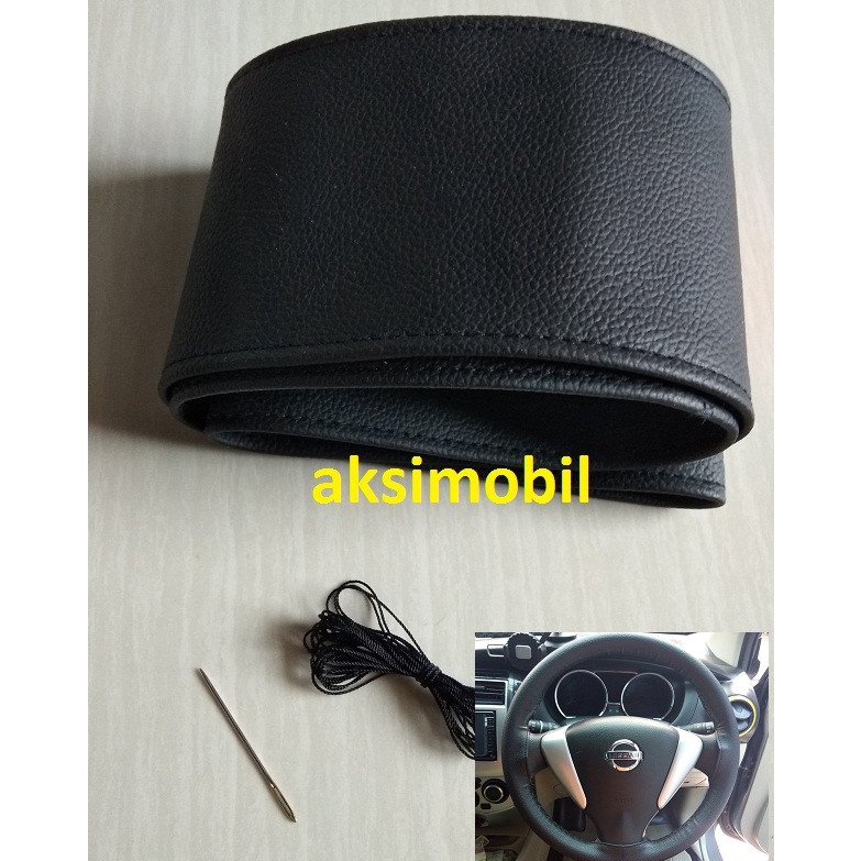 Harga Termurah Setir Cover Stir Mobil Sarung Stir Hitam jahit hitam MBtech uk 38cm