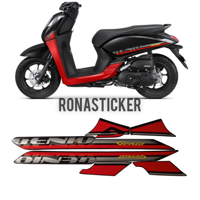 Stripping Motor Genio 2023 Hitam Merah