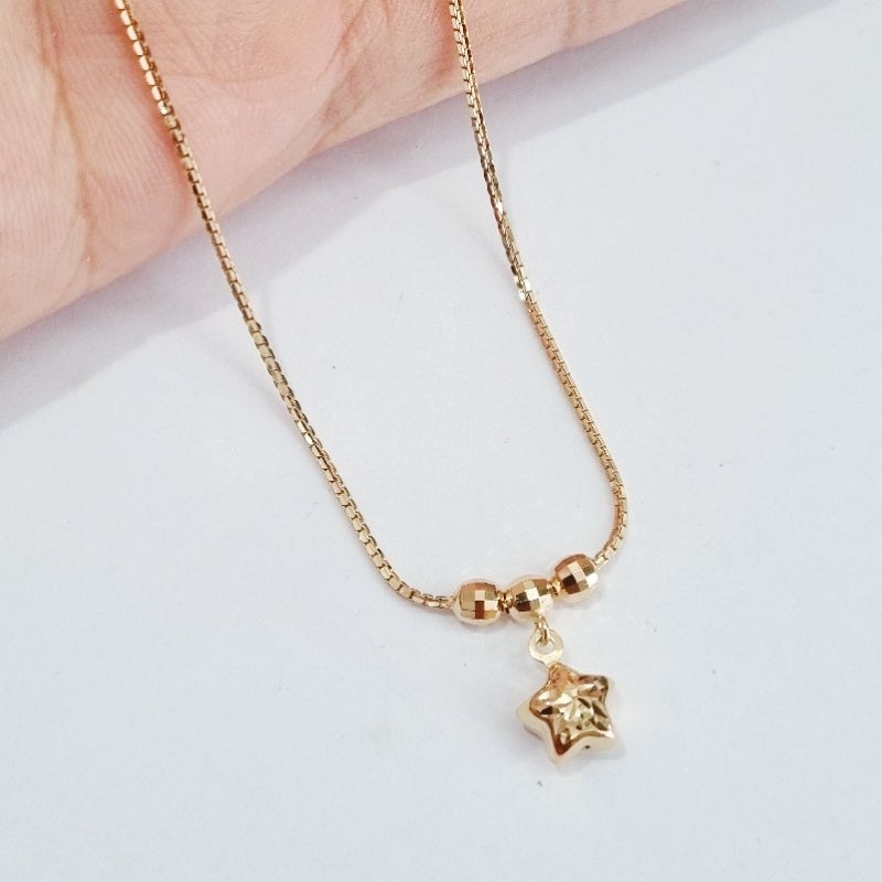 8K / 2.4 gr / Max 45 cm - Kalung Serut Bintang Emas Muda Asli Kadar 375 - Pi7