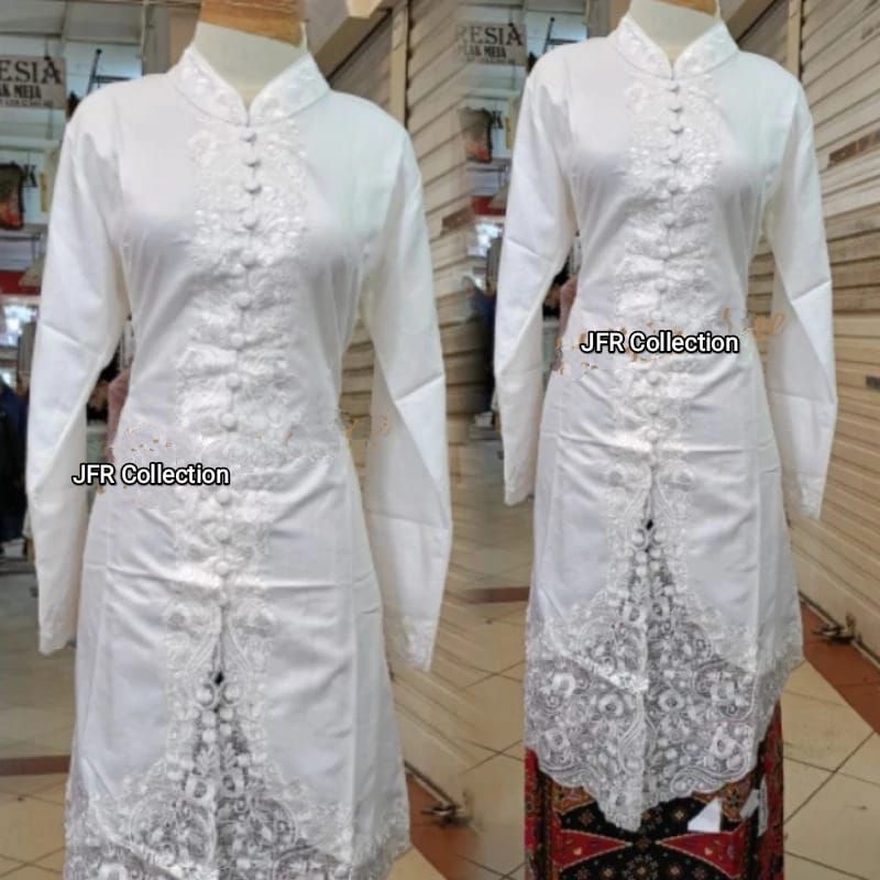 Setelan Kebaya Encim Tunik Model Kerah shanghai /Rok Tumpal /Kebaya Encim Tunik Senada Lengan Panjan