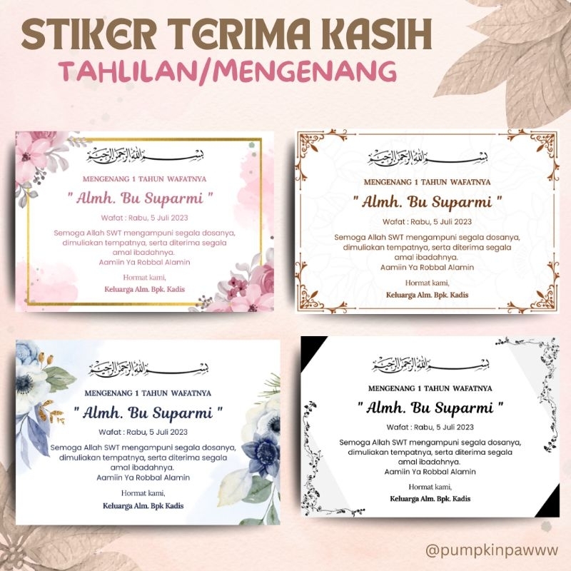 

Stiker/Card Terima Kasih Mengenang Wafat (Bisa Custom)