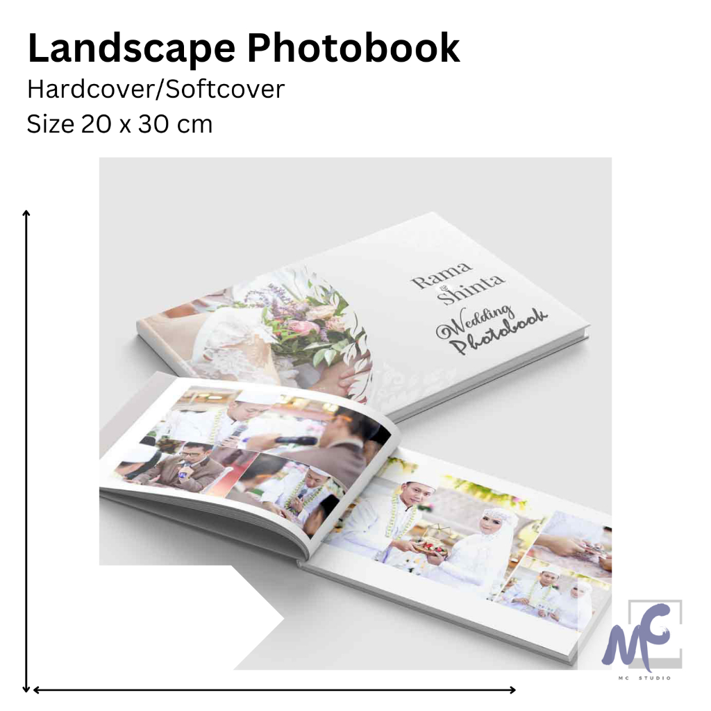 Photobook Album Foto Custom Buku Foto Murah Berkualitas Wedding Hardcover Softcover Landscape 20x30