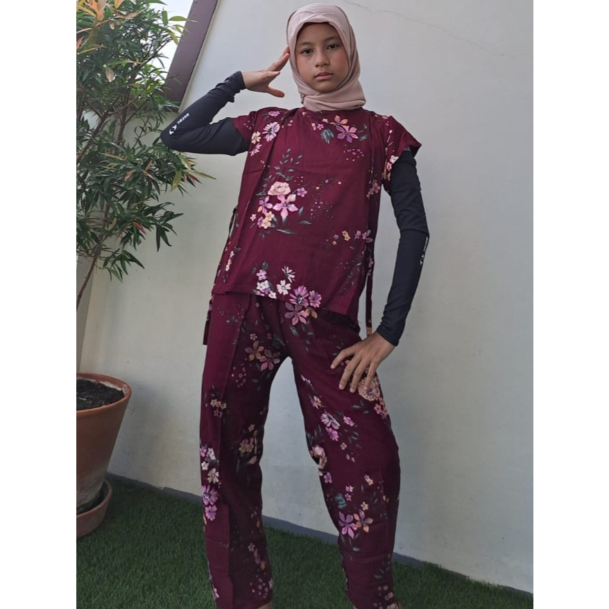 Oneset baju atas bawah celana panjang wanita bahan katun rayon new