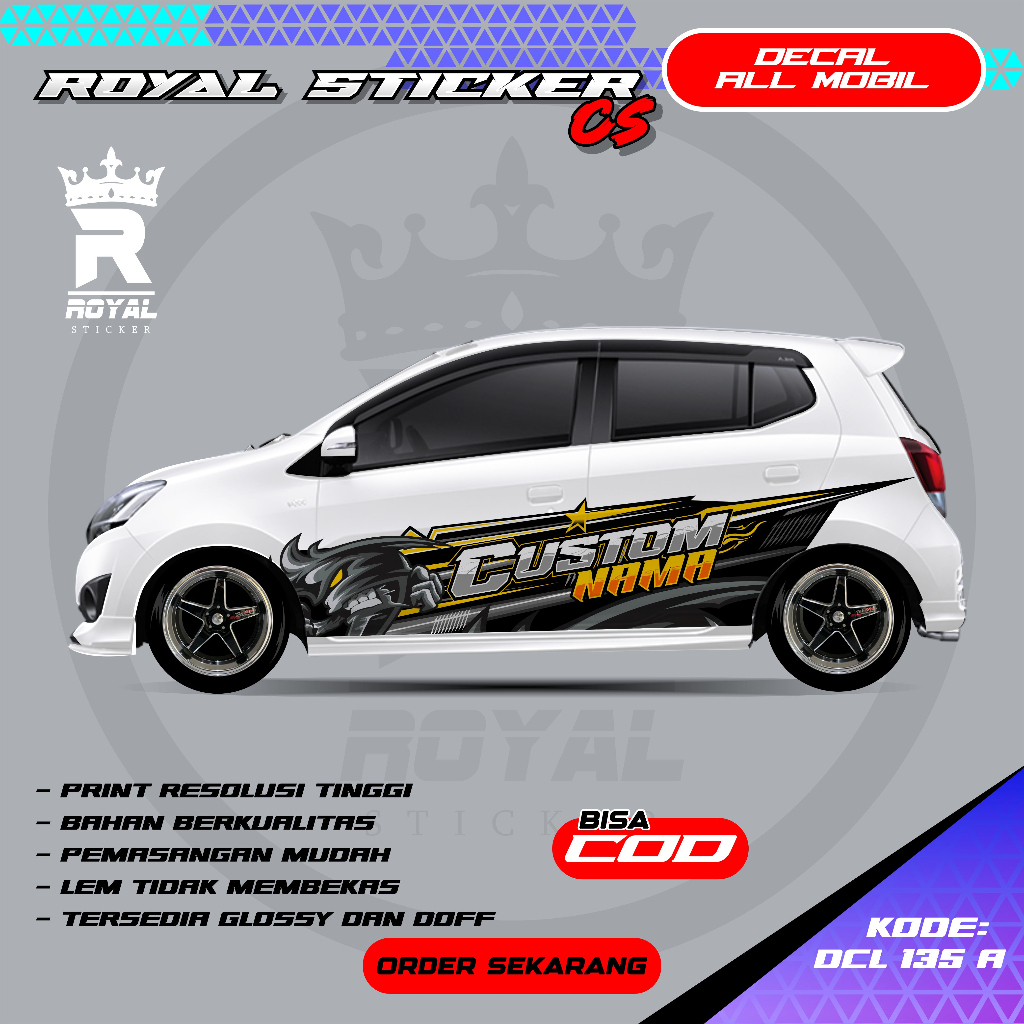 STIKER DECAL MOBIL YARIS SIGRA JAZZ AGYA DESAIN THAILOOK / STIKER DECAL MOBIL FREE CUSTOM NAMA - DCL
