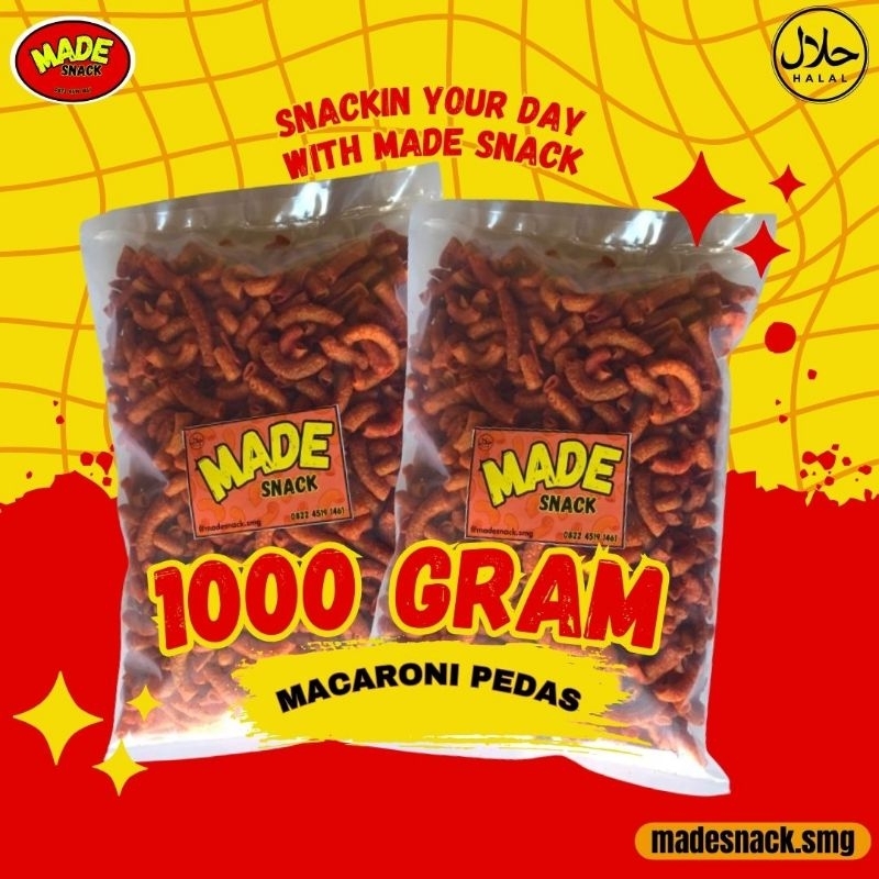 

Made Snack Makaroni pedas daun jeruk 1 kg camilan/makanan ringan/snack