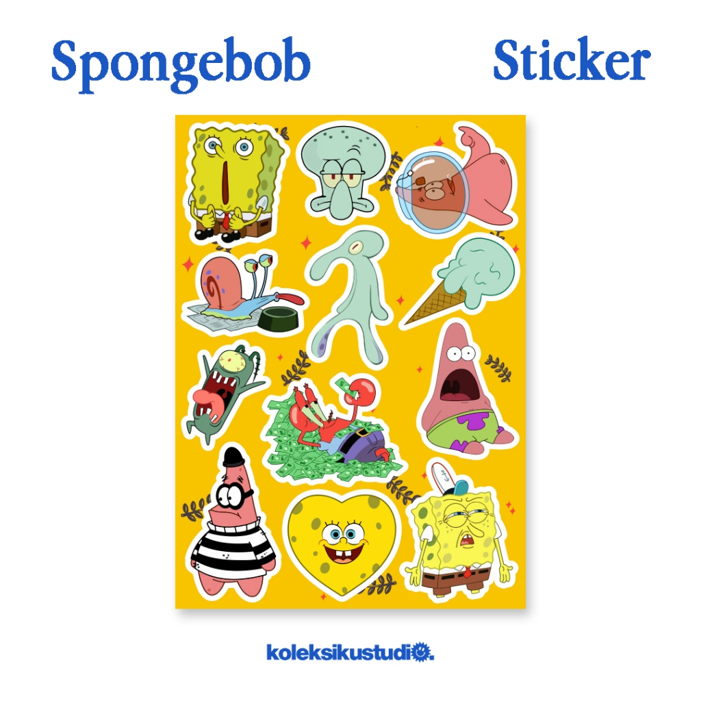 

Stiker Spongebob SquarePants Aesthetic Kartun Lucu Sticker Waterproof Tumblr Handphone Laptop