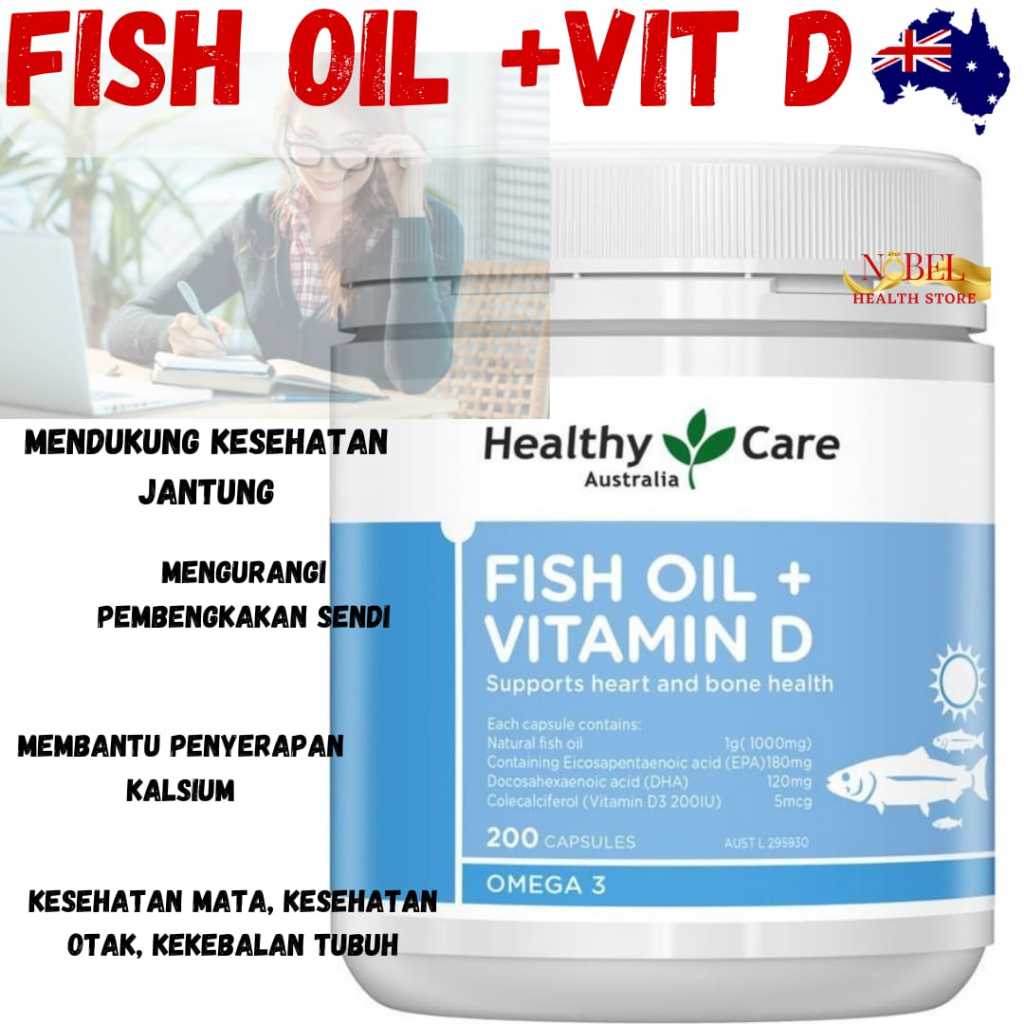 Healthy Care Fish Oil + Vitamin D 200 Capsules