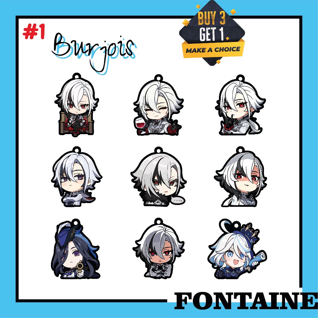 BURJOIS Mini Fontaine Character #1 | Genshin Impact Merchandise | Gantungan Kunci Genshin Impact Ver