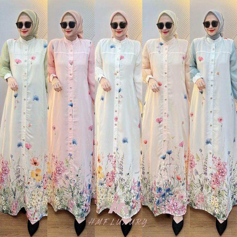 (x8) HMF FLORIA 2 Baju Dress Gamis muslimah Floria Dress vol 2 By HMF Luxury. Nazra Sha