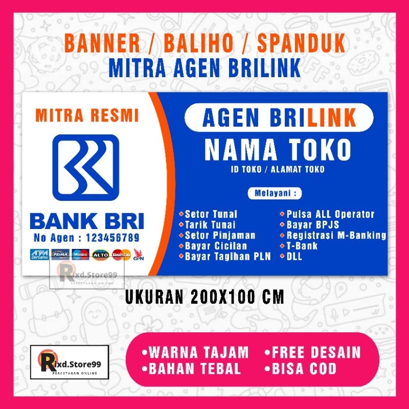 BANNER SPANDUK MITRA AGEN BRILINK 200x100CM SPANDUK BRILINK BANER BALIHO