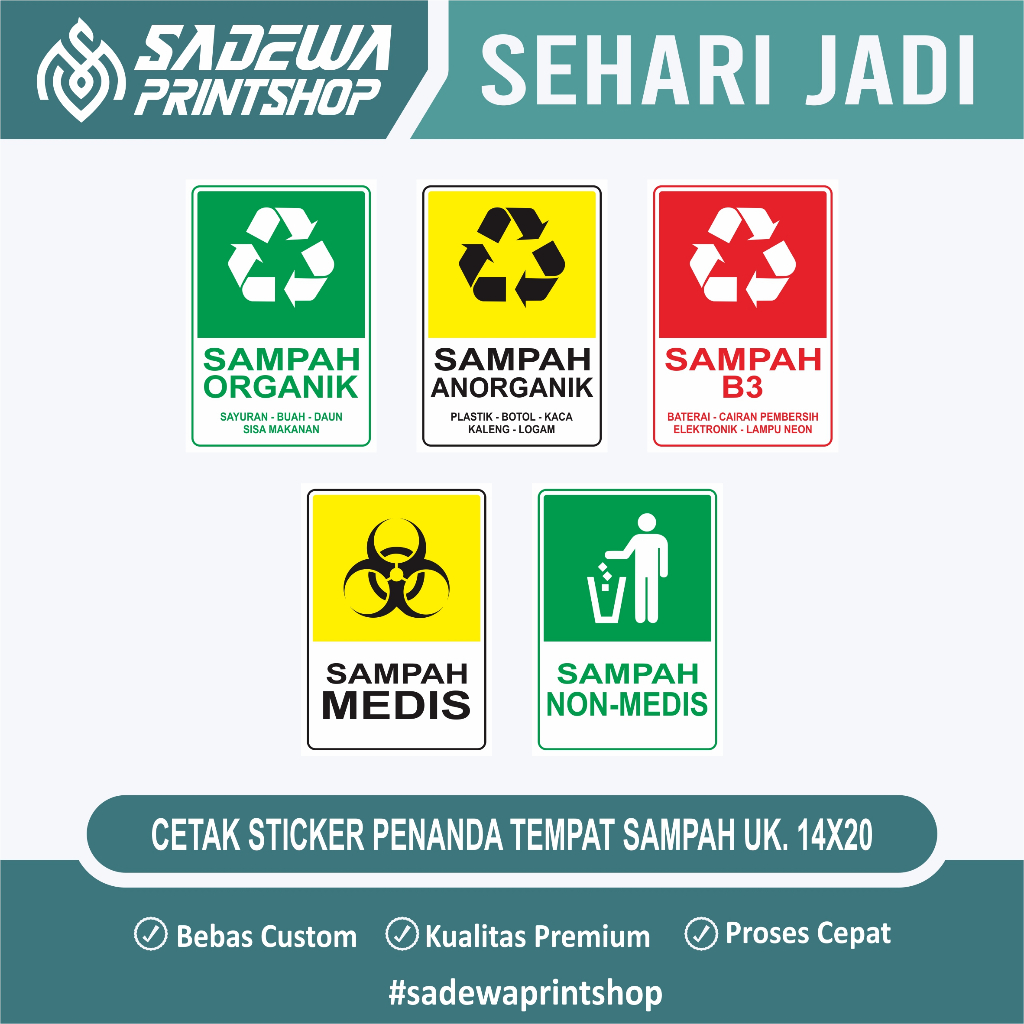 

STIKER PENANDA TEMPAT SAMPAH/JENIS SAMPAH Non Anorganik Medis Bahan vinyl