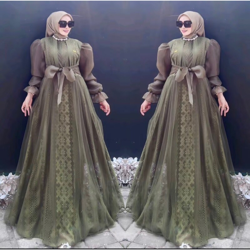 gaun aurelia /gaun brukat/dres kondangan/gaun nikahan/gaun lamaran/br