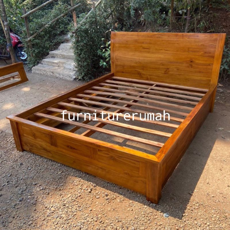 tempat tidur laci kayu jati minimalis, dipan minimalis laci kayu jati