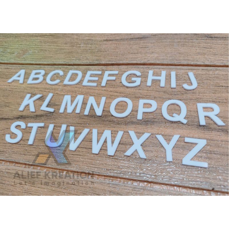 ECER HURUF A SAMPAI Z MINI KECIL UK 2X2CM AKRILIK PUTIH